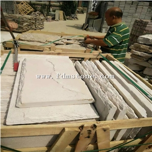 Pure White Sandstone Walling Stone,Mushroom Surface Pattern Decor Stone Products