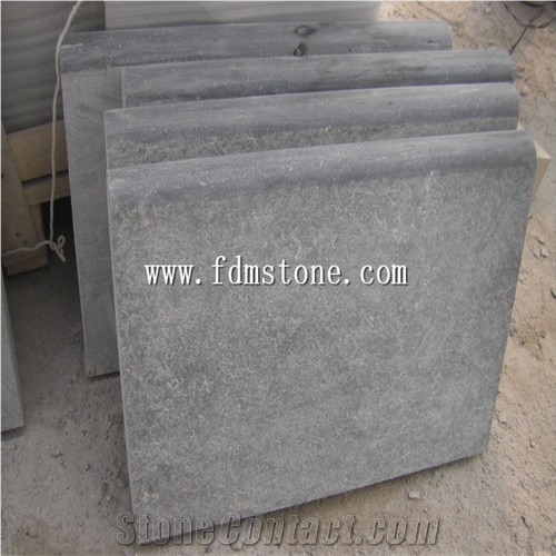 Shandong Blue Limestone Honed Bluestone Pool Coping Tiles, Bluestone Swimming Pool Decks, Honed Rebated Bullnose Coping Tiles / Bullnose Drop Face Swimming Pool Tiles