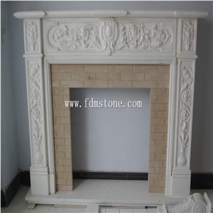 Yellow Stone Marble Fireplace Mantels Fireplace Surround,Carved Bird Fireplaces Mental