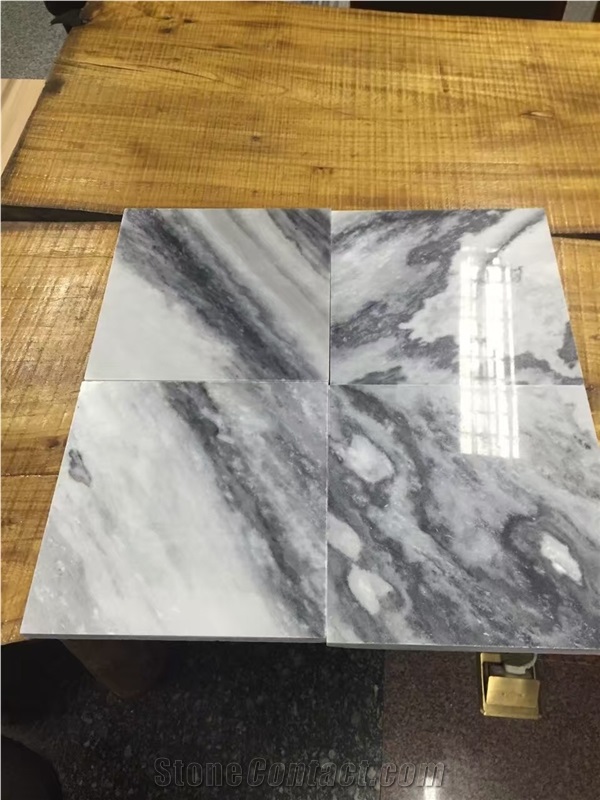 Cloudy Grey Marble Tiles & Slabs, China Snow Snowflake White Pool Pavers