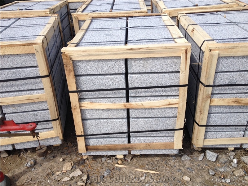 G341 Silver Grey Block Steps Kerbstones Fine Picked Bush Hammered