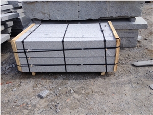 G341 Silver Grey Block Steps Kerbstones Fine Picked Bush Hammered