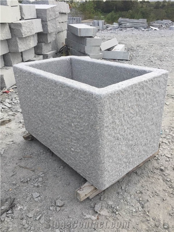 G341 Silver Grey Cheap Flower Bed/Black Basalt Random Flagstone Flower Stand/ Stone Exterior Flower Pots/Natural Stone Outdoor Planters