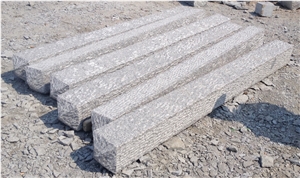 G341 Silver Grey Granite Palisades Columns with Cap Pillars Monolith Pineappled Bush Hammered