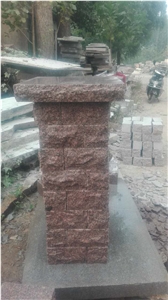 G354 Red Granite Gate Columns, Fence, Gate Pillars