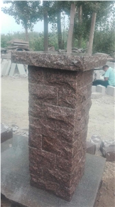 G354 Red Granite Gate Columns, Fence, Gate Pillars