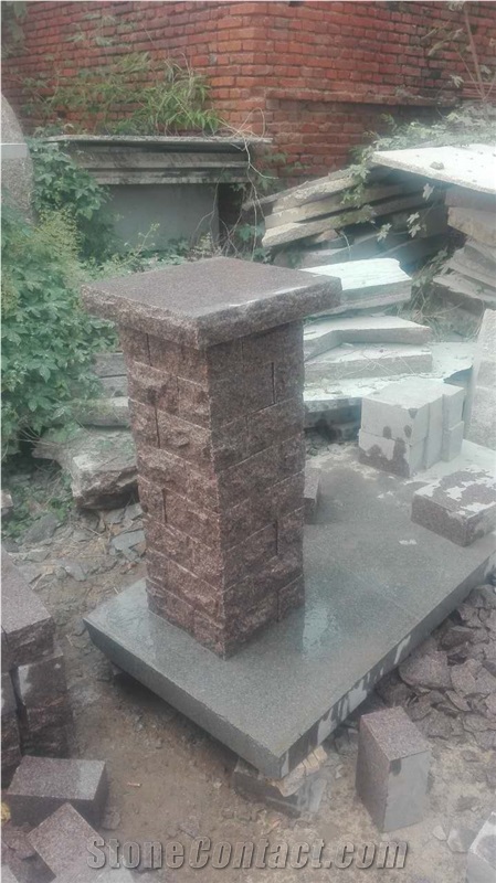 G354 Red Granite Gate Columns, Fence, Gate Pillars