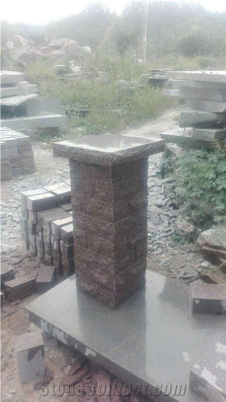 G354 Red Granite Gate Columns, Fence, Gate Pillars
