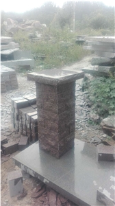 G354 Red Granite Gate Columns, Fence, Gate Pillars