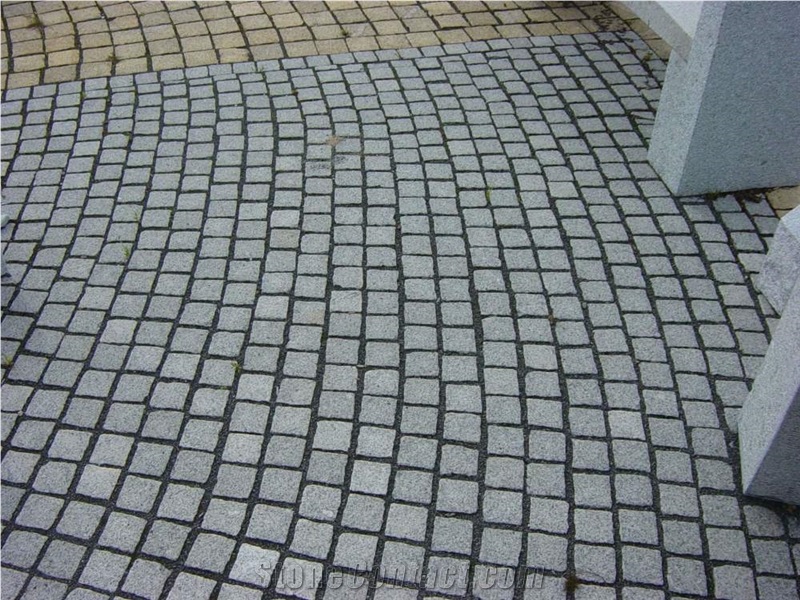 G375 Granite Pavers Grey Color, Dark Color Granite Bushhamered Paving Stone Fan Shape Patio Walkway Driving Terrace Pavers/Floor Paving