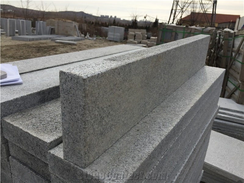 G603 Fantastic Silver Grey Granite Pohorski Tonalit Kerbstones Flamed 100x16x5 cm