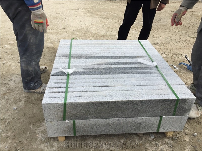 G603 Fantastic Silver Grey Granite Pohorski Tonalit Kerbstones Flamed 100x16x5 cm