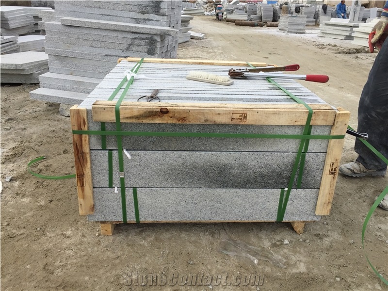 G603 Fantastic Silver Grey Granite Pohorski Tonalit Kerbstones Flamed 100x16x5 cm