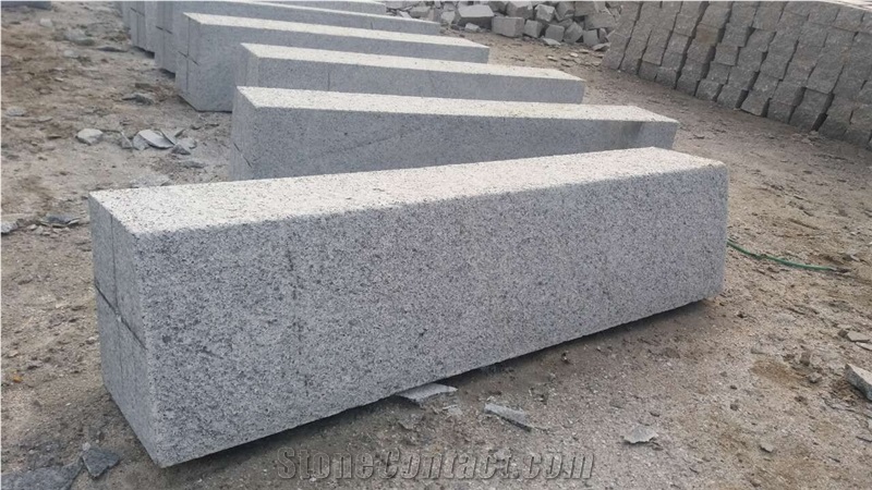 G603 Pohorski Tonalit Kerbstones Curbs Flamed Silver Grey Granite 100x23x16-20 cm