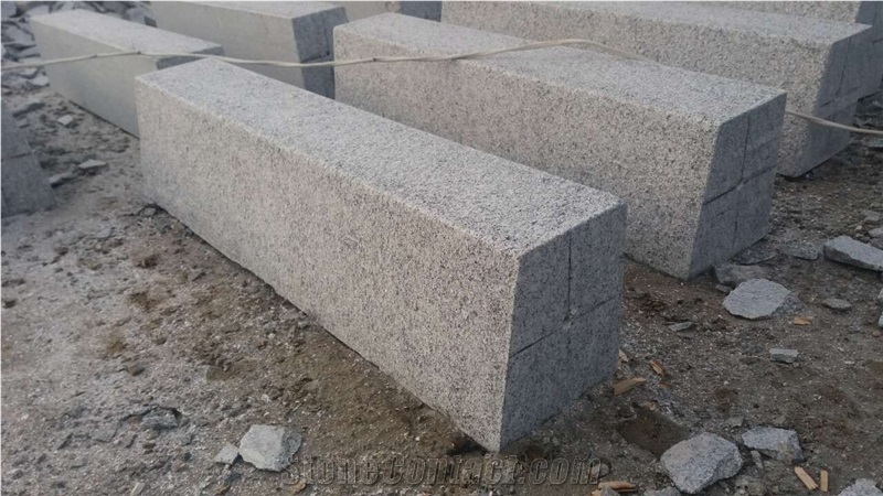 G603 Pohorski Tonalit Kerbstones Curbs Flamed Silver Grey Granite 100x23x16-20 cm