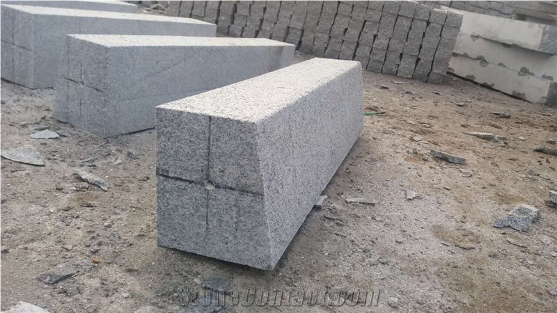G603 Pohorski Tonalit Kerbstones Curbs Flamed Silver Grey Granite 100x23x16-20 cm