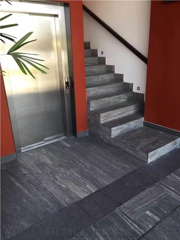 Landscape Genis Silver Grey Granite Tiles & Slabs, Taifun Grey Granite, River Vein Grey Gneis Granite Tiles