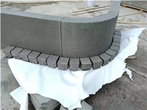 Meshed Granite Pavers,Special Design Granite Paver on Mesh, Grey Black Stone Cobblestone Exterior Pattern