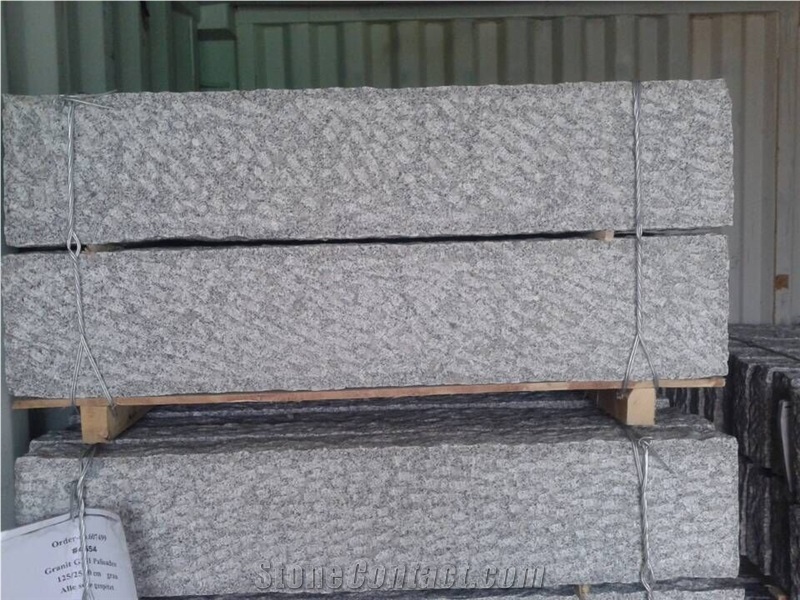 Shandong G341 Silver Grey Granite Good Quality Pineappled Palisades Kerbstones