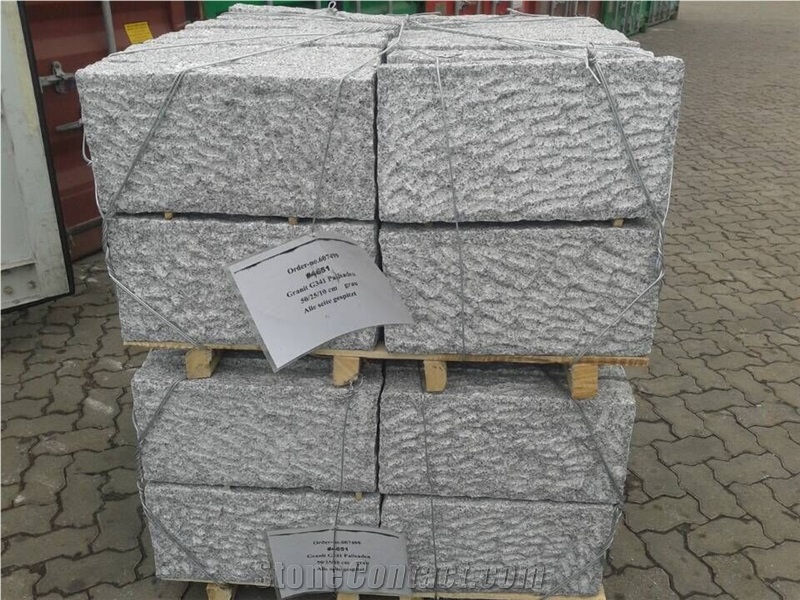 Shandong G341 Silver Grey Granite Good Quality Pineappled Palisades Kerbstones