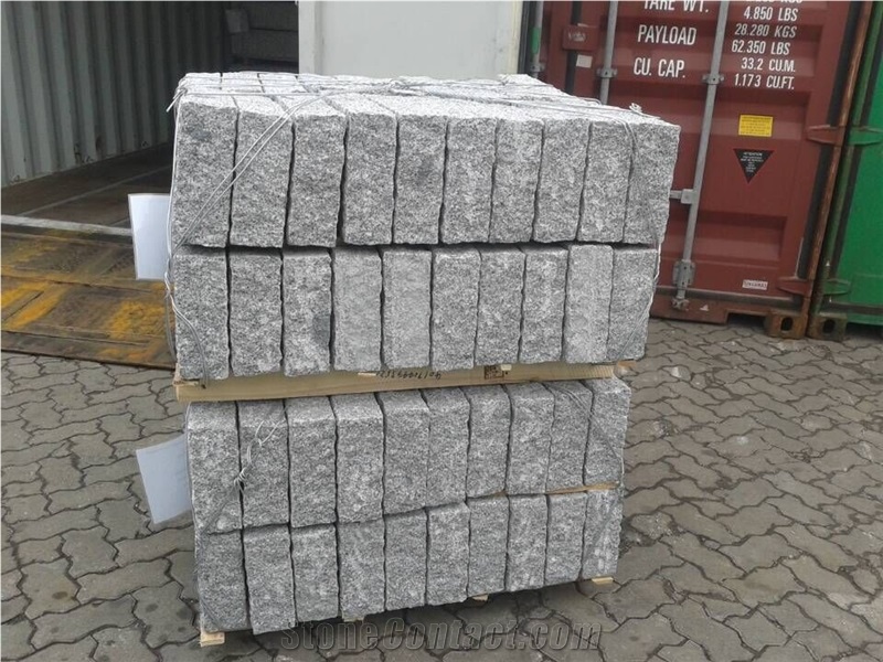 Shandong G341 Silver Grey Granite Good Quality Pineappled Palisades Kerbstones