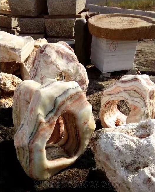 Wanxia Red Marble Flower Pot Natural Boulders Good Design for Landscape
