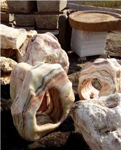 Wanxia Red Marble Flower Pot Natural Boulders Good Design for Landscape