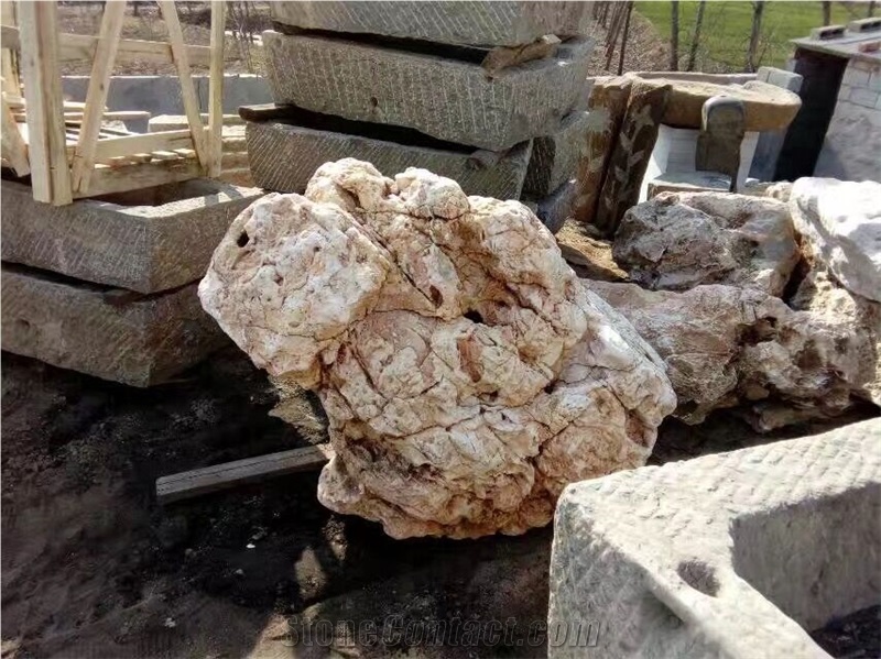 Wanxia Red Marble Flower Pot Natural Boulders Good Design for Landscape