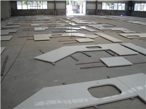 Quartz Stone/Engineered Stone Kitchen Countertops, Pure White Quartz Islands Top