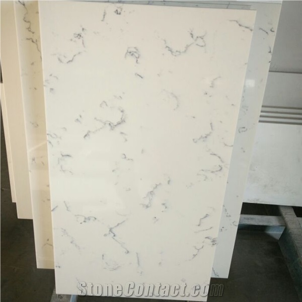 Carrara White Quartz Stone Bath Tops/White Quartz Vanity Tops/Quartz Surfaces Bathroom Tops/Engineered Stone Tops with Various Edge Profiles/Artificial Stone Counter Tops