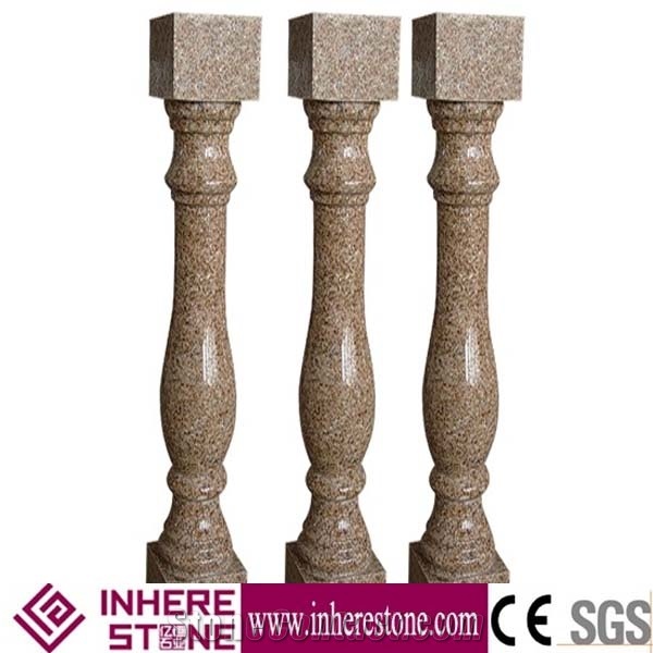 Customized Natural Stone Balustrade & Railings for Sale, Outdoor Staircase Rails, Yellow Baluster
