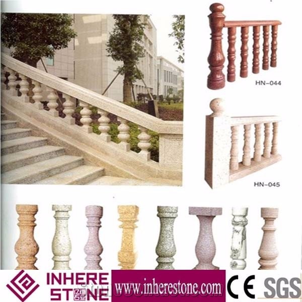 Customized Natural Stone Balustrade & Railings for Sale, Outdoor Staircase Rails, Yellow Baluster