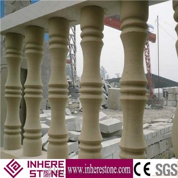 Prefabricated Balcony Yellow Stone Balustrades & Handrails, Balcony Railing Designs