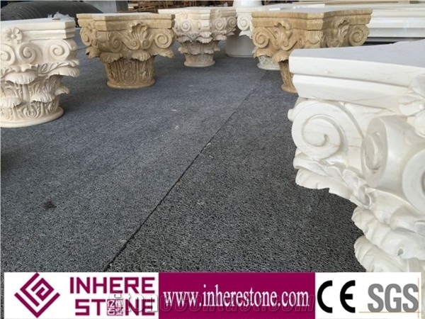Roman Design Crown Molding Pillars for Decorative, White Marble Sculptured Columns