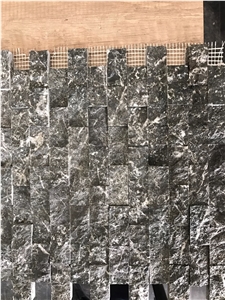 Dark Silver, Dark Blue, Dark Grey Travertine Split Face Mosaic, Titanium Travertine Wall Mosaic
