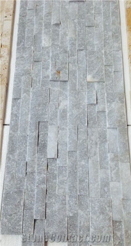Dark Silver, Dark Blue, Dark Grey Travertine Split Face Mosaic, Titanium Travertine Wall Mosaic