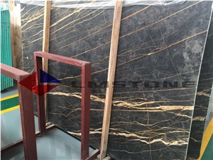 Black Gold Marble Slabs, Nero Port Laurent Marble Slabs, Nero Portoro Marble Slabs, Black Polished Marble Floor Covering Tiles
