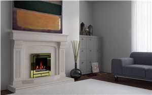Moca Creme Limestone Traditional Fireplace