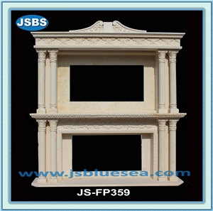Sandstone Fireplace Surround, Yellow Sandstone Sculptured Fireplace