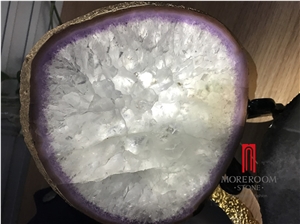 Pink Blue Purple Backlit Luxury Round Shape Agate Slices