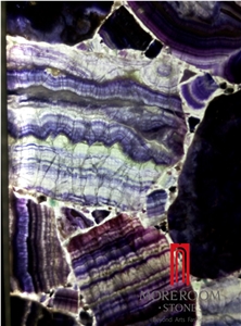 Purple Backlit Semiprecious Stone Panel for Wall