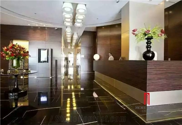 Sahara Noir Marble Stone Slabs & Tiles, Tunisia Black Marble