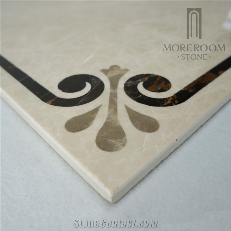 Turkey Magnolia Beige Water-Jet Design Composite Marble Medallion