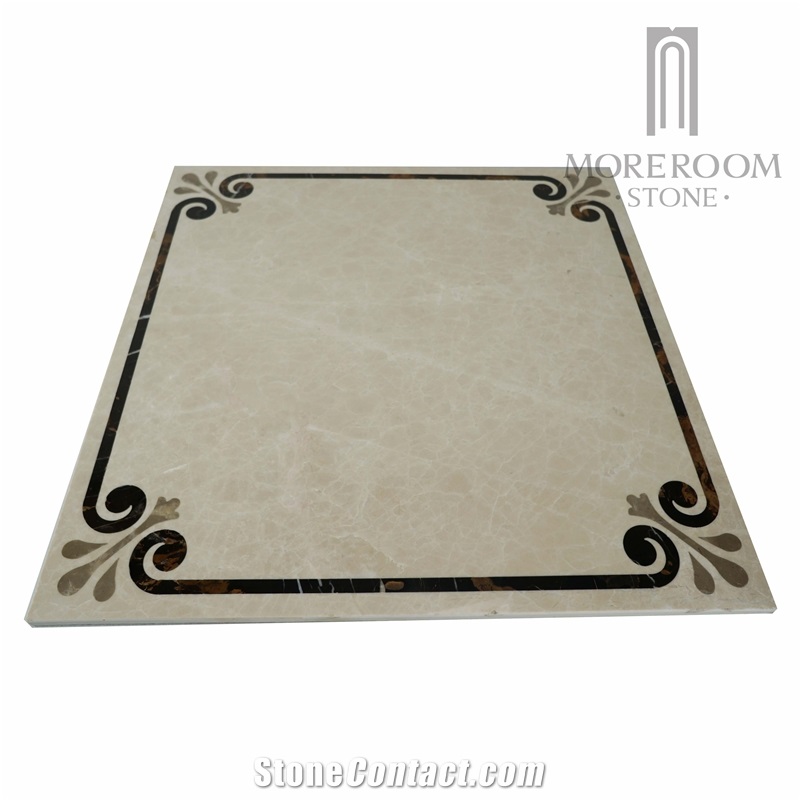 Turkey Magnolia Beige Water-Jet Design Composite Marble Medallion