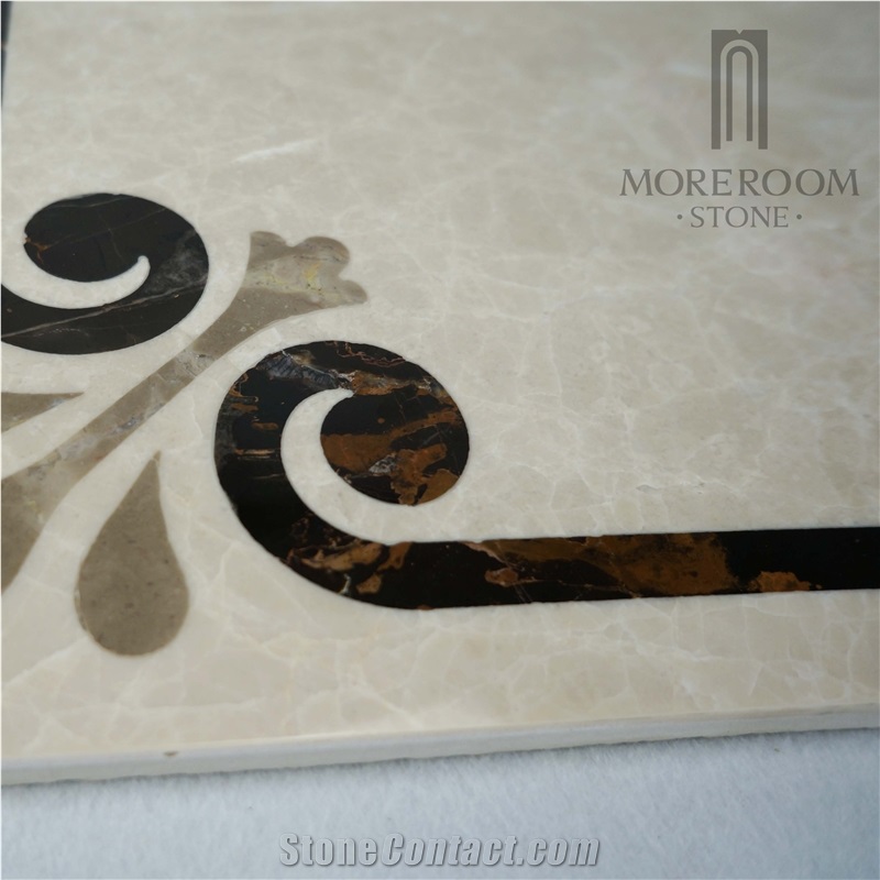 Turkey Magnolia Beige Water-Jet Design Composite Marble Medallion