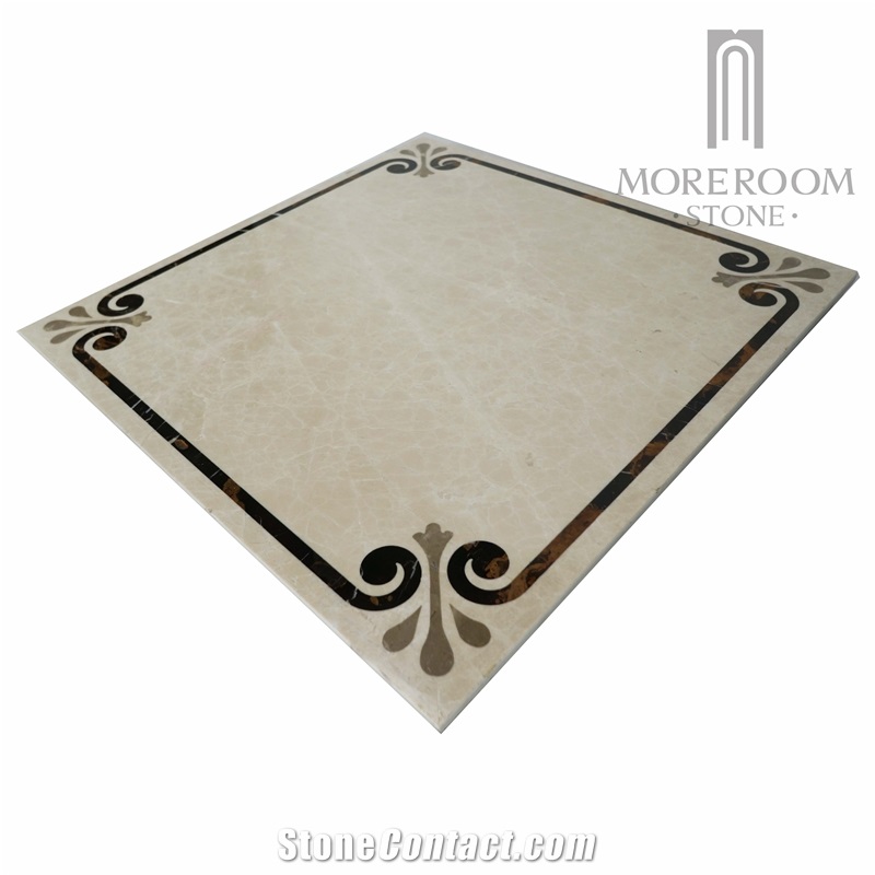 Turkey Magnolia Beige Water-Jet Design Composite Marble Medallion