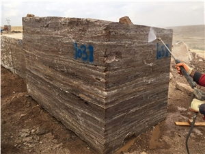 Titanium Silver Travertine Block, Iran Grey Travertine