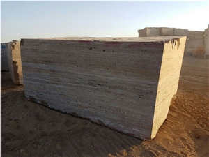 Titanium Silver Travertine Block, Iran Grey Travertine