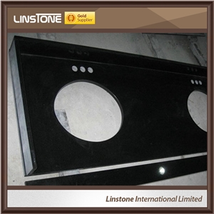 China Jet Black Shanxi Black Granite Bathroom Vanity Tops