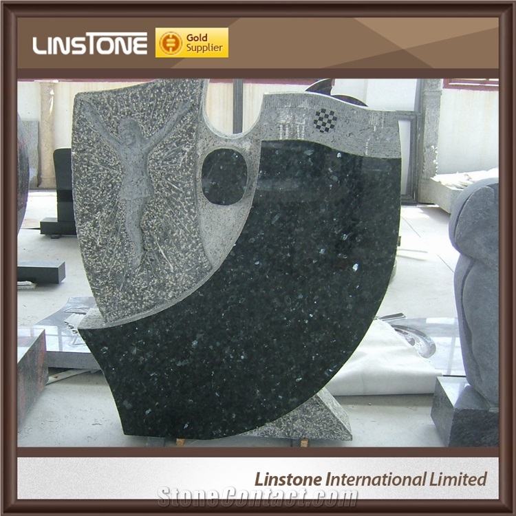 Jet Black Emerald Pearl Aurora Monuement Headstone Columbarium for Memorial Funeral